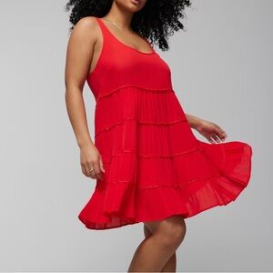 Soma Swim Womens Caftan Dress Coverup Size Large Red Bubble Lace Trim Beach